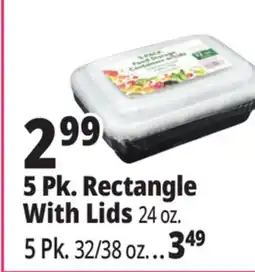 Ocean State Job Lot Food Storage 24 oz Rectangle Containers with Lids 5 Count offer