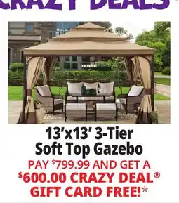 Ocean State Job Lot 13'x13' 3-Tier Soft Top Gazebo offer