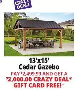 Ocean State Job Lot Liberty 13' x 15' Cedar Wood Hard Top Gazebo offer