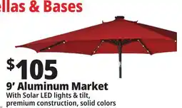 Ocean State Job Lot 9' Aluminum Market Umbrella with Solar LED Lights offer