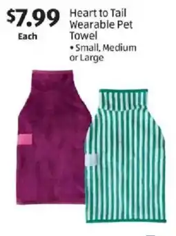 Aldi Heart to Tail Wearable Pet Towel offer