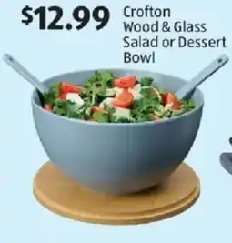 Aldi Crofton Wood & Glass Salad or Dessert Bowl offer