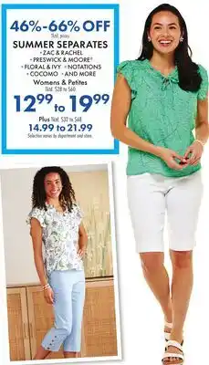 Boscov's SUMMER SEPARATES offer