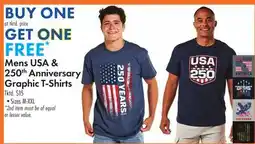 Boscov's Mens USA & 250th Anniversary Graphic T-Shirts offer