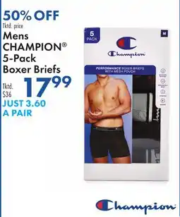 Boscov's Mens CHAMPION 5-Pack Boxer Briefs offer
