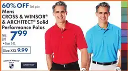 Boscov's Mens CROSS & WINSOR & ARCHITECT Solid Performance Polos offer