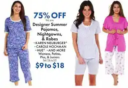 Boscov's Designer Summer Pajamas, Nightgowns, & Robes offer