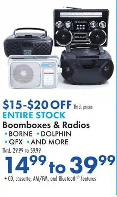 Boscov's ENTIRE STOCK Boomboxes & Radios offer