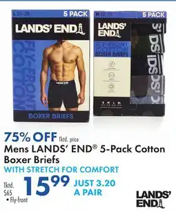 Boscov's Mens LANDS' END 5-Pack Cotton Boxer Briefs offer