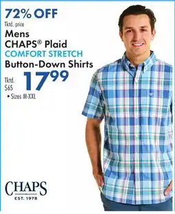 Boscov's Mens CHAPS Plaid COMFORT STRETCH Button-Down Shirts offer