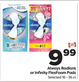 Weis Markets Always Radiant or Infinity FlexFoam Pads offer