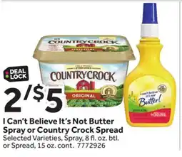 Stop&Shop I Can't Believe It's Not Butter Spray or Country Crock Spread offer