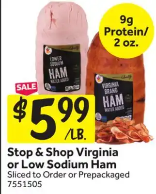 Stop&Shop Stop & Shop Virginia or Low Sodium Ham offer