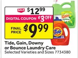 Stop&Shop Tide, Gain, Downy or Bounce Laundry Care offer