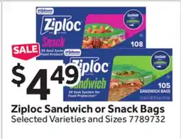 Stop&Shop Ziploc Sandwich or Snack Bags offer