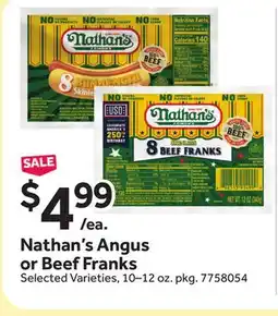 Stop&Shop Nathan's Angus or Beef Franks offer