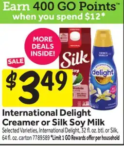Stop&Shop International Delight Creamer or Silk Soy Milk offer