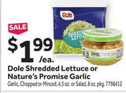 Stop&Shop Dole Shredded Lettuce or Nature's Promise Garlic offer