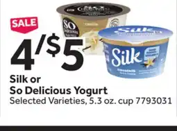 Stop&Shop Silk or So Delicious Yogurt offer