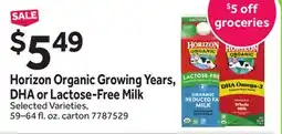 Stop&Shop Horizon Organic Growing Years, DHA or Lactose-Free Milk offer