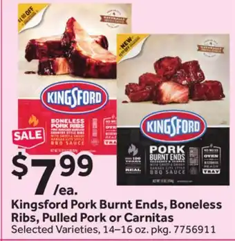 Stop&Shop Kingsford Pork Burnt Ends, Boneless Ribs, Pulled Pork or Carnitas offer
