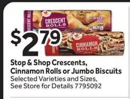 Stop&Shop Stop & Shop Crescents, Cinnamon Rolls or Jumbo Biscuits offer