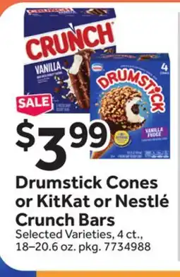 Stop&Shop Drumstick Cones or KitKat or Nestlé Crunch Bars offer
