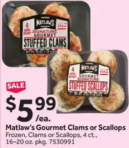 Stop&Shop Matlaw's Gourmet Clams or Scallops offer