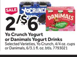 Stop&Shop Yo Crunch Yogurt or Danimals Yogurt Drinks offer