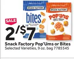 Stop&Shop Snack Factory Pop'Ums or Bites offer