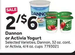 Stop&Shop Dannon or Activia Yogurt offer