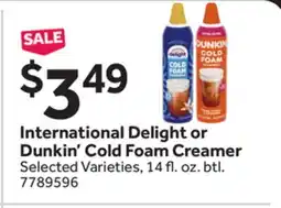 Stop&Shop International Delight or Dunkin' Cold Foam Creamer offer