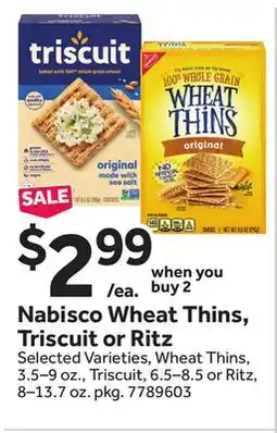 Stop&Shop Nabisco Wheat Thins, Triscuit or Ritz offer