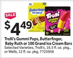 Stop&Shop Trolli's Gummi Pops, Butterfinger, Baby Ruth or 100 Grand Ice Cream Bars offer