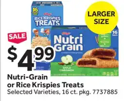 Stop&Shop Nutri-Grain or Rice Krispies Treats offer
