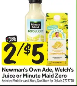 Stop&Shop Newman's Own Ade, Welch's Juice or Minute Maid Zero offer