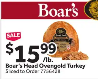 Stop&Shop Boar's Head Ovengold Turkey offer