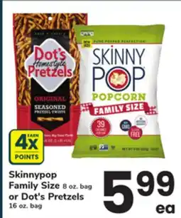 ACME Skinnypop Family Size 8 oz. bag or Dot's Pretzels 16 oz. bag offer