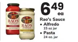 ACME Rao's Sauce Alfredo 15 oz jar Pasta 24 oz. jar offer