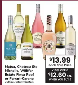 ACME Matua, Chateau Ste Michelle, Wölffer Estate Finca Rosé or Ferrari-Carano offer