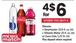 ACME Glaceau Smartwater 33.8 fl. oz. btl., Vitamin Water 20 fl. oz. btl. or Coca-Cola 1.25 ltr. btl offer