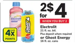 ACME Electrolit 21 fl. oz. btl. or Ghost Energy 16 fl. oz. cans offer