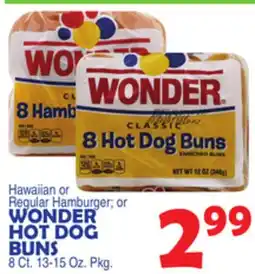Bravo Supermarkets Hawaiian or Regular Hamburger or WONDER HOT DOG BUNS offer