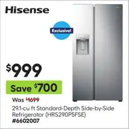 Lowe's 29.1-cu ft Standard-Depth Side-by-Side Refrigerator (HRS290P5FSE) offer