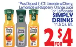 Bravo Supermarkets SIMPLY ORANGE SIMPLY DRINKS offer