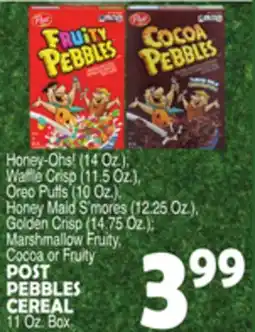 Bravo Supermarkets POST PEBBLES CEREAL offer