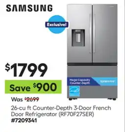 Lowe's 26-cu ft Counter-Depth 3-Door French Door Refrigerator (RF70F27SER) offer