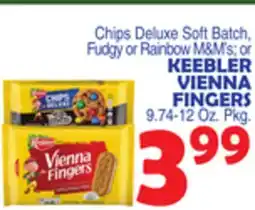 Bravo Supermarkets Chips Deluxe Soft Batch, Fudgy or Rainbow M&M's or KEEBLER VIENNA FINGERS offer
