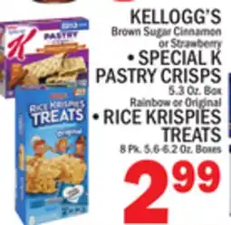 C Town KELLOGG'S SPECIAL K PASTRY CRISPS RICE KRISPIES TREATS offer