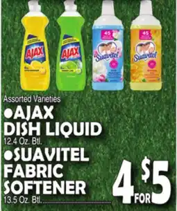 Bravo Supermarkets AJAX DISH LIQUID 12.4 Oz. Btl. / SUAVITEL FABRIC SOFTENER 13.5 Oz. Btl offer